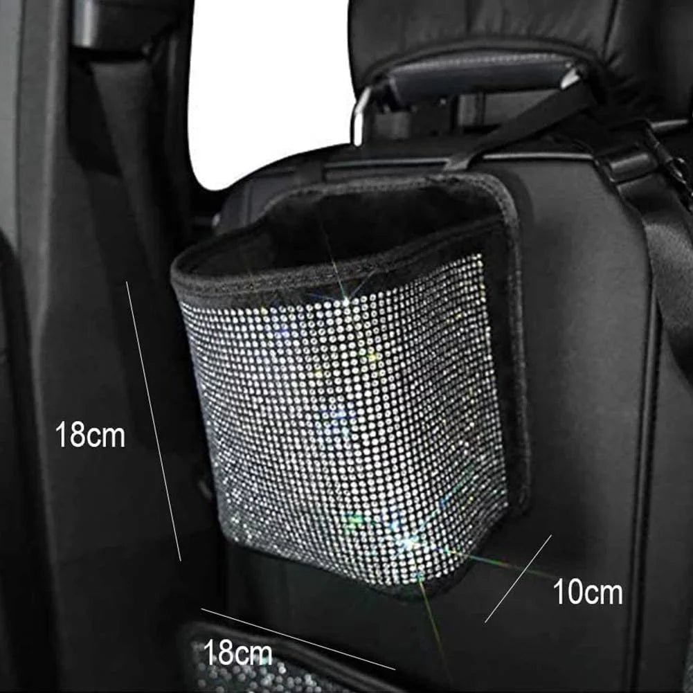 eing Bling Car Handbag Holder Backseat Organizer,Car Net Pocket Between Seat,Back Seat StorageTrash Can,Rhinestones Auto Seat Storage Bag,3-Pack Car Accessories - Plush,White