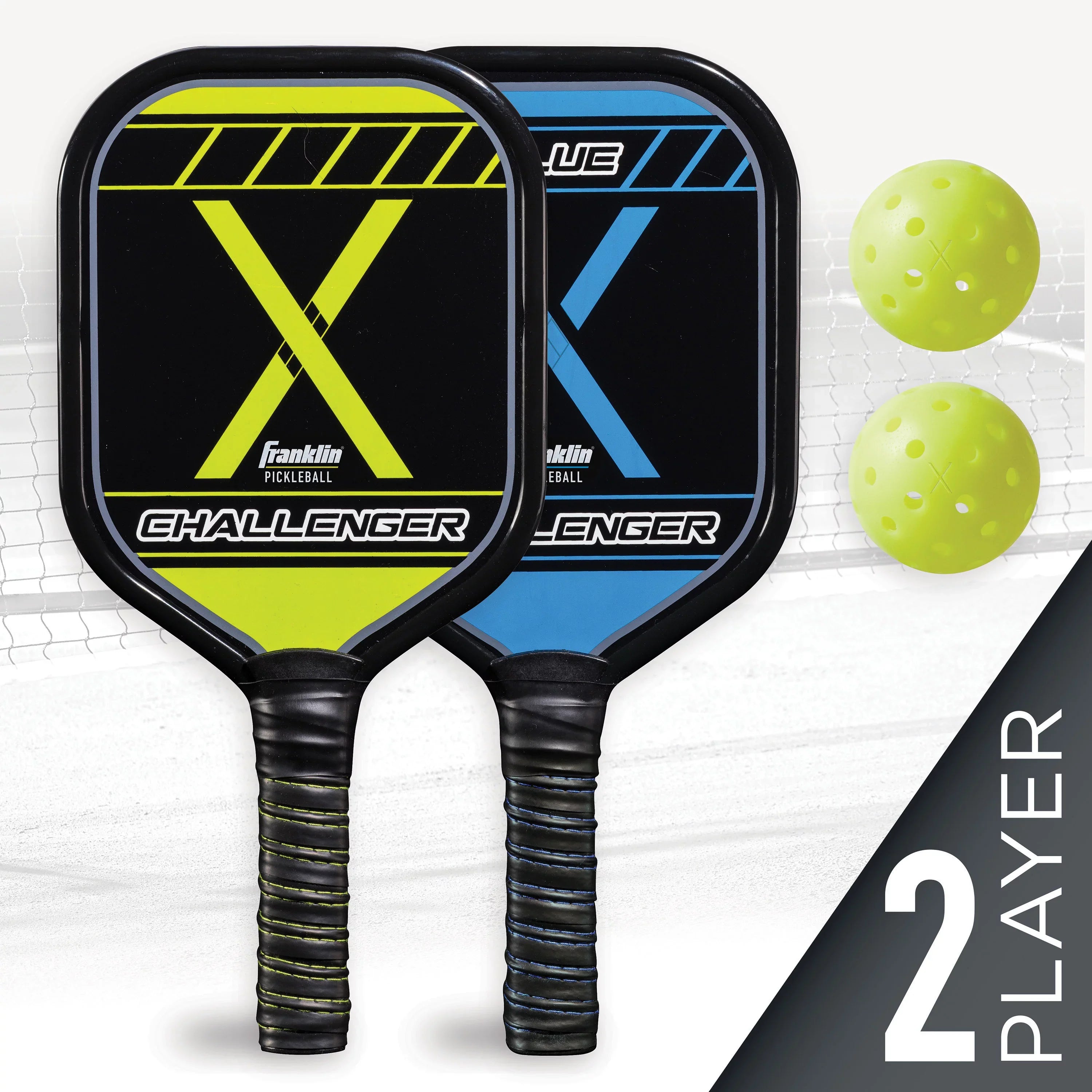 Franklin Sports Pickle Ball Paddle and Pickle Ball Starter Set - Includes 2 Aluminum Pickle Ball Paddles and 2 Franklin X-40 Pickle Balls -  App roved