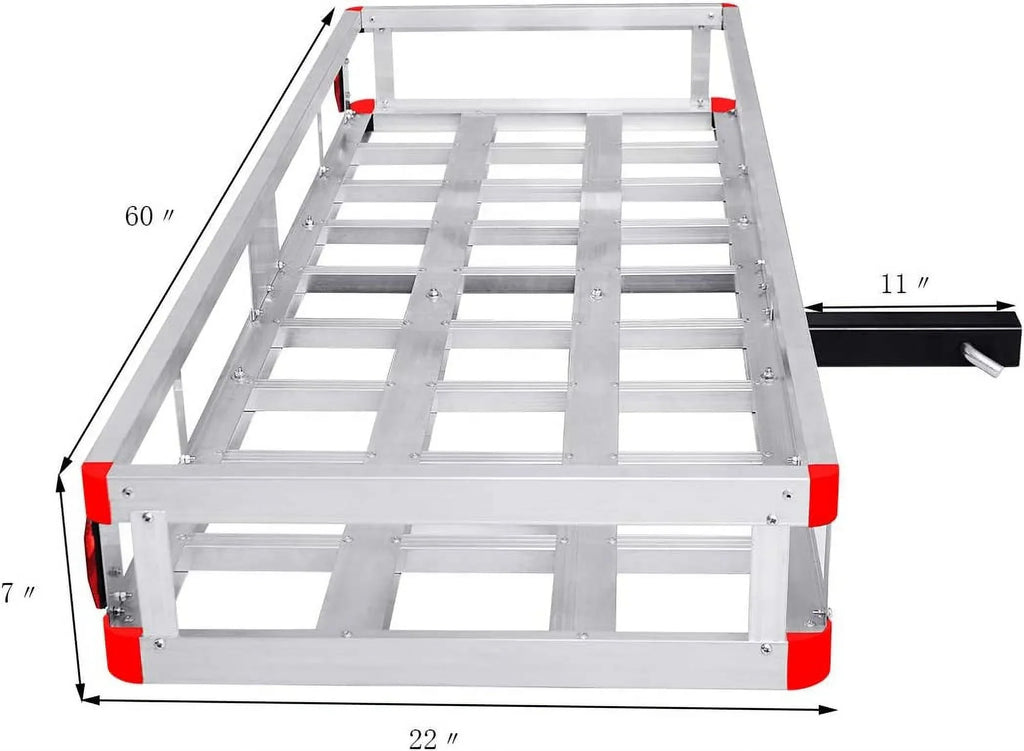 Hitch Cargo Carrier Fits 2” Receiver, 60” x 22” x 7” Mount Luggage Rack, Aluminum Trailer Vehicle Cargo Basket for , Truck, Car, 500LBS Capacity