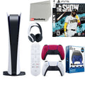Sony Playstation 5 Digital Version (Sony PS5 Digital) with Cosmic Red Extra Controller, Headset, Media Remote,  The Show 21, Accessory Starter Kit and Microfiber Cleaning Cloth Bundle