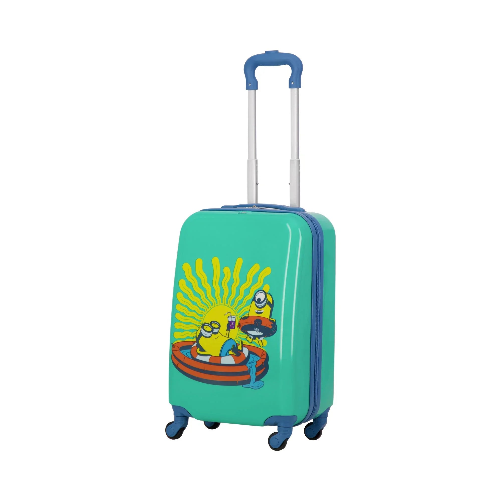 Minions 21 Inch Kids Rolling Luggage, Hardshell Carry On Suitcase with Spinner Wheels, Teal
