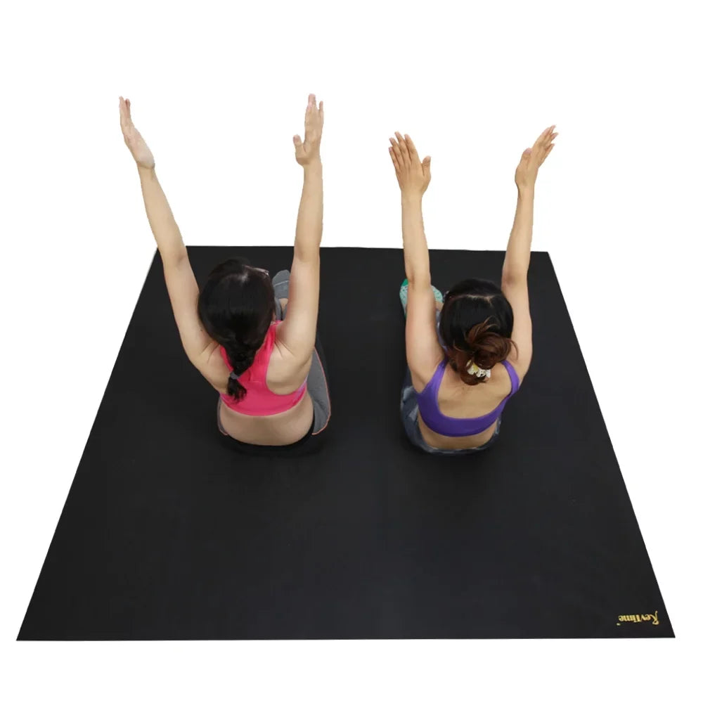 RevTime Super Large Exercise Mat 6 x 6 Feet (72"x72"x1/8") Heavy Duty Cardio Mat For Home Workouts Gym Black
