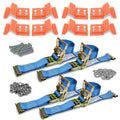 2 Pack Wheel Chock Tie Down Strap Kit for Trailer & Pickup Trucks - , , Lawn Mower,  Tie Down Straps - Trailer Tie Down System for Heavy Duty