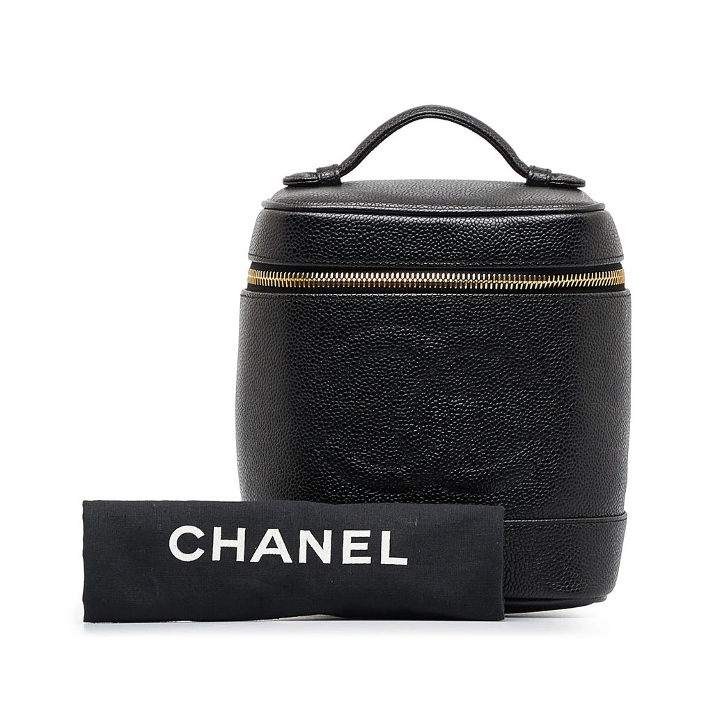 Pre-Owned Authenticated Chanel  Caviar Vanity Bag Leather Black Unisex (Good)
