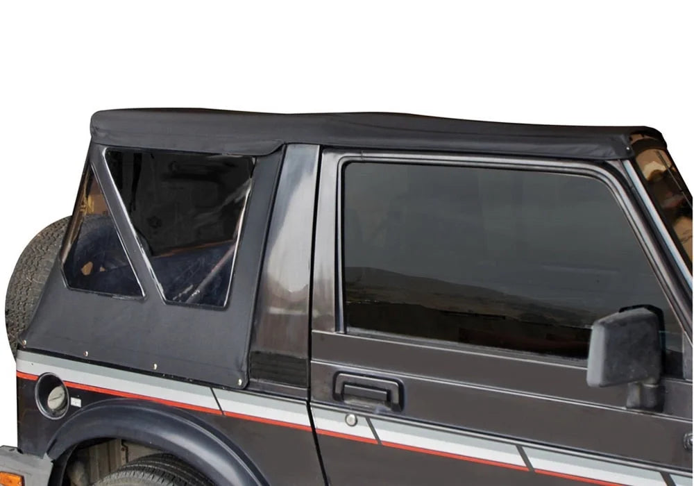 Rampage by RealTruck 98535 Factory Replacement Soft Top For 1986-1994 Suzuki Samurai, Black Diamond With Zippered Tinted Windows