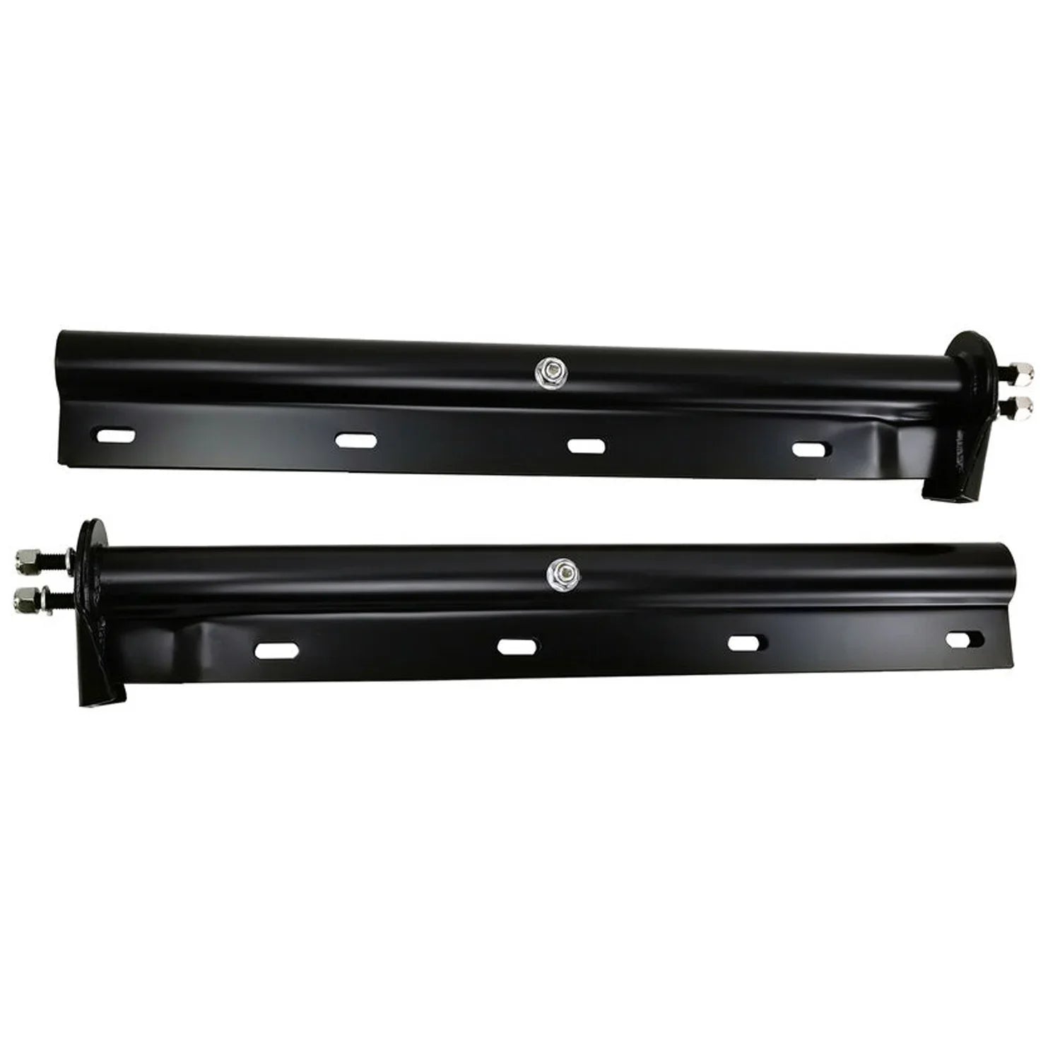 Black Straight Spring Loaded Mud Flap Hanger Bracket Mudflap Holder Set 1-1/8" Bolt Spacing 30" Length for Semi Trucks