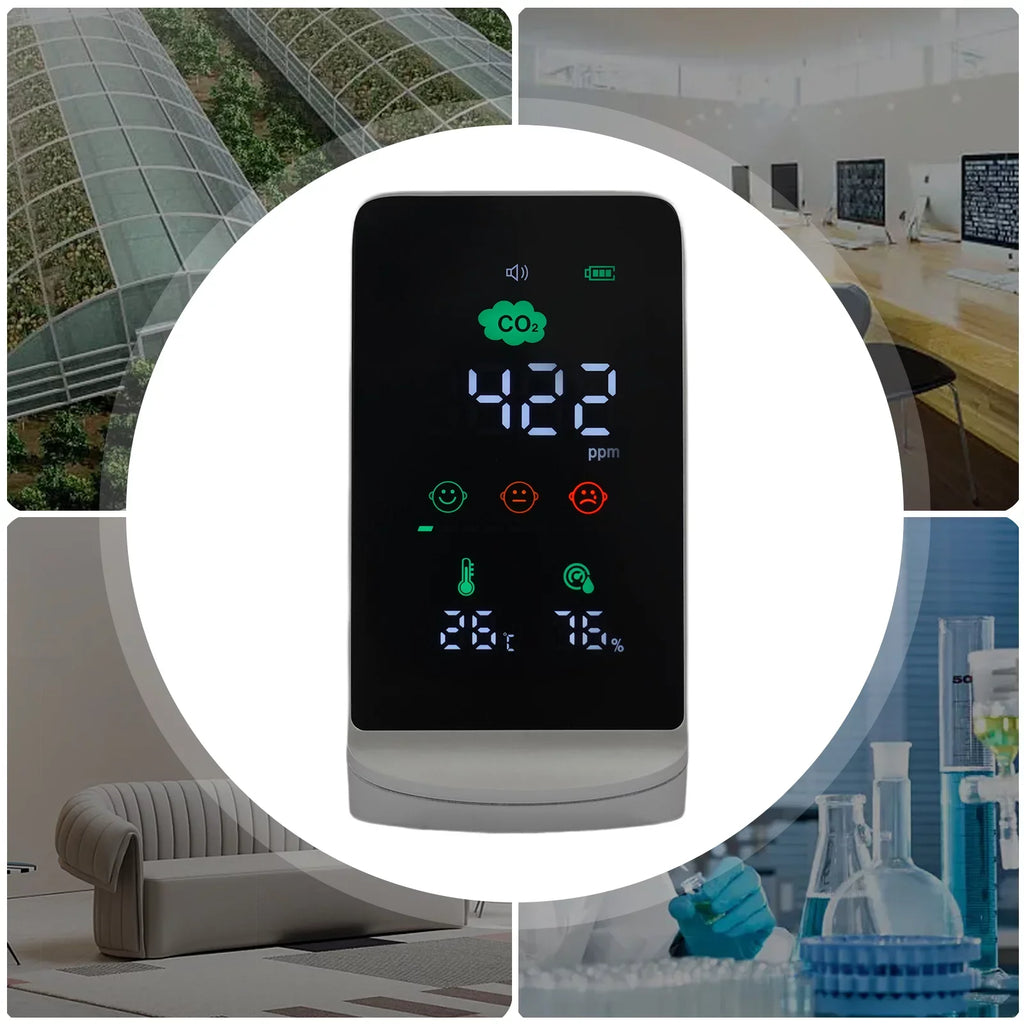 Miumaeov Indoor Air Quality Monitor for CO2, Temperature & Humidity (White, Black)