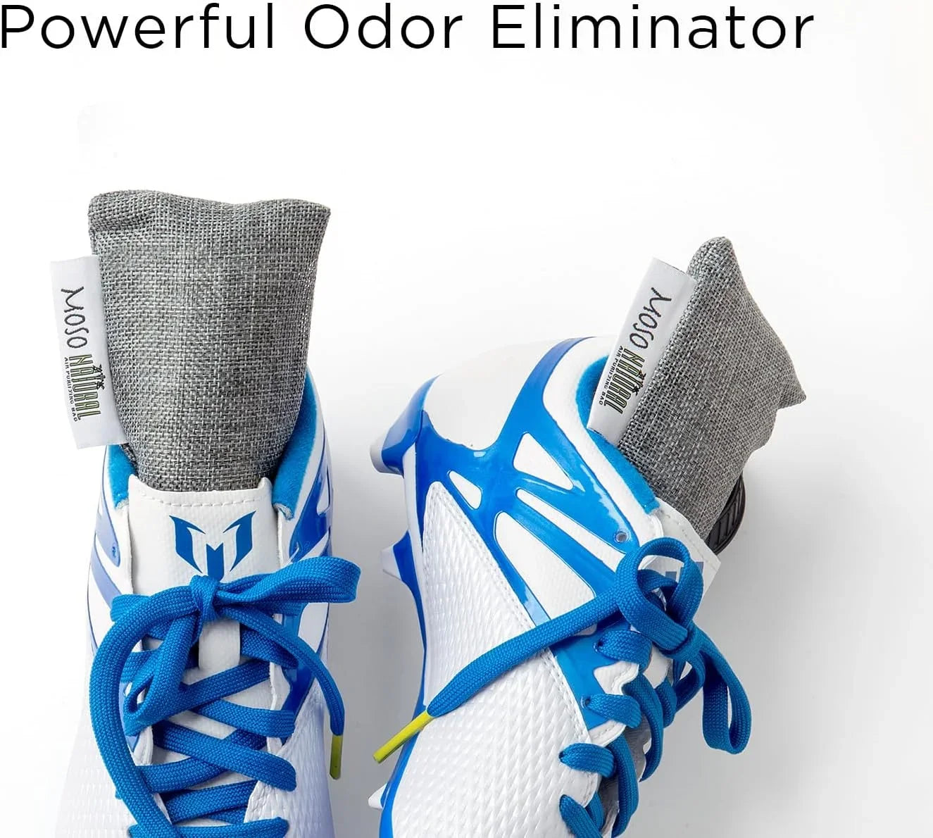 Moso Natural Mini Air Purifying Bags. A Scent Free Odor Eliminator for Shoes, Gym Bags and Sports Gear. Premium Moso Bamboo Charcoal Odor Absorber. (Two Packs of Two 75g Bags) 2 Year Lifespan!