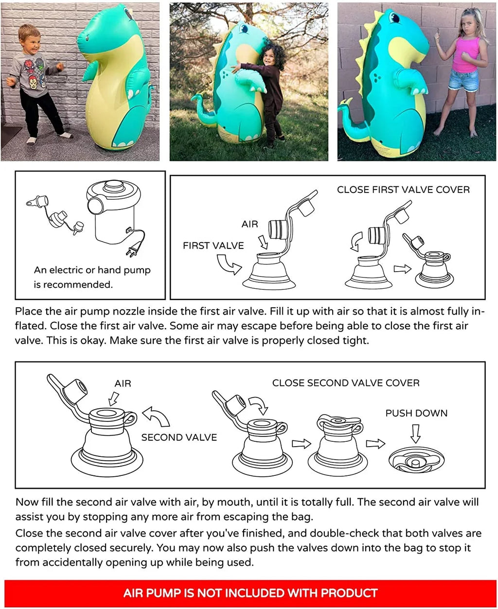 (Inflatable Dudes) Green Stegosaurus Dinosaur 47 inches -Kids Punching Bag |Filled with Sand
