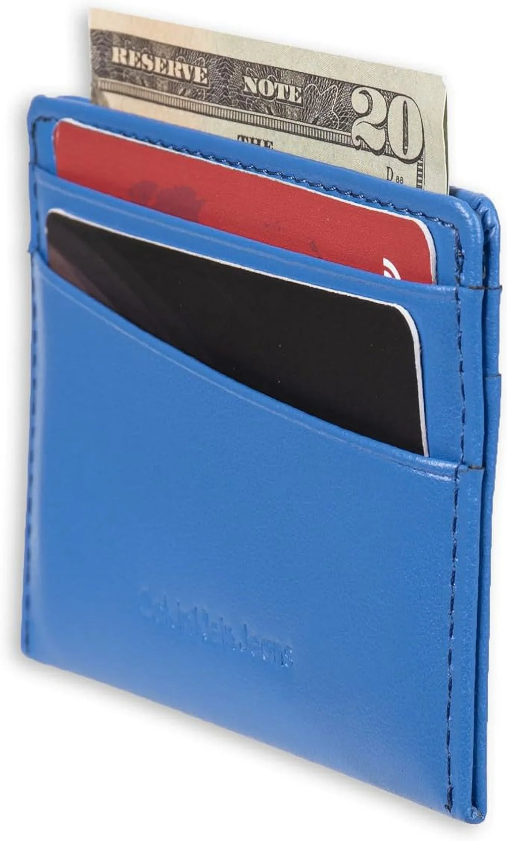 Calvin Klein Men's Monogrammed Logo Card Case Open-Blue