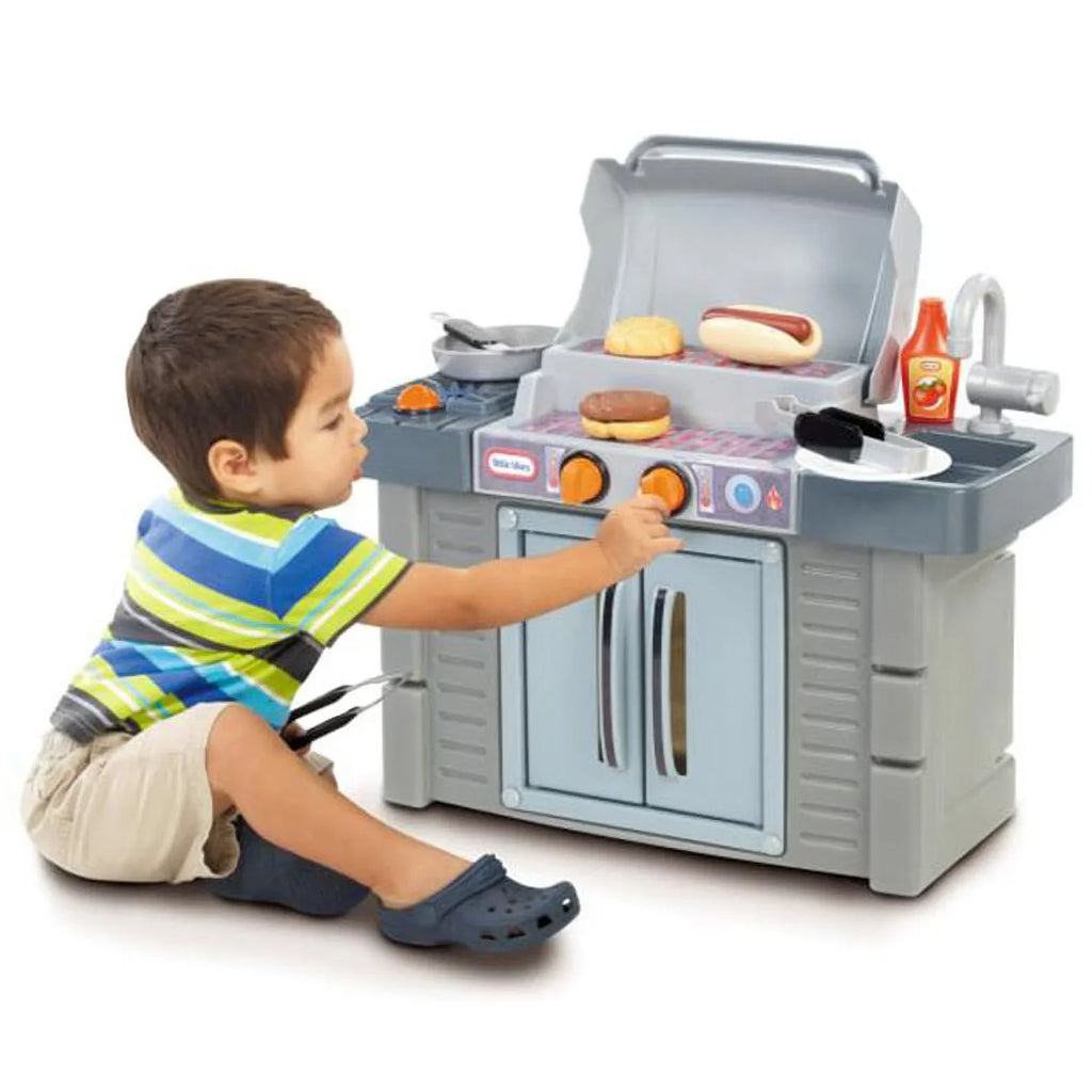 Little Tikes Cook 'n Grow  Grill 8-Piece Pretend Play Kitchen Toys Playset, Gray, For Kids Toddlers Boys Girls Ages 2 3 4+