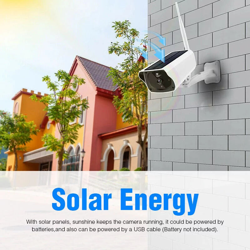 1080P Solar Powered Security Camera, Wireless Security Camera, WiFi  Home Outdoor Security  Camera Night Vision  with 32GB Momery Card and 3 Pcs 18650 Batteries