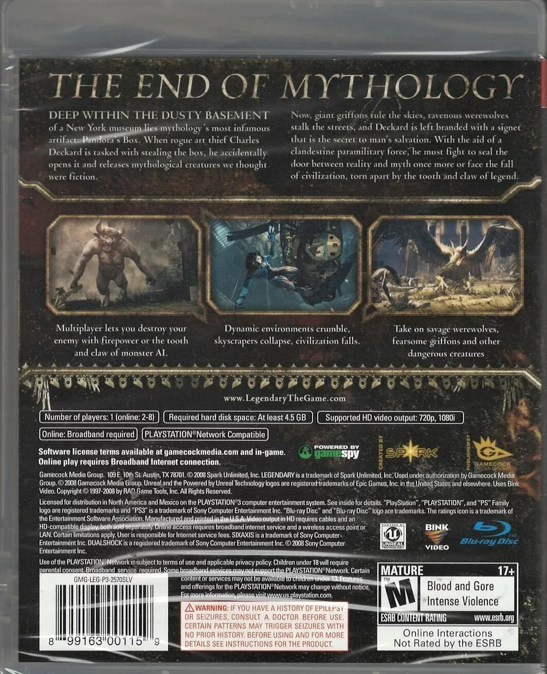 Legendary: The Box PS3 (Brand New Factory Sealed  Version) Playstation 3