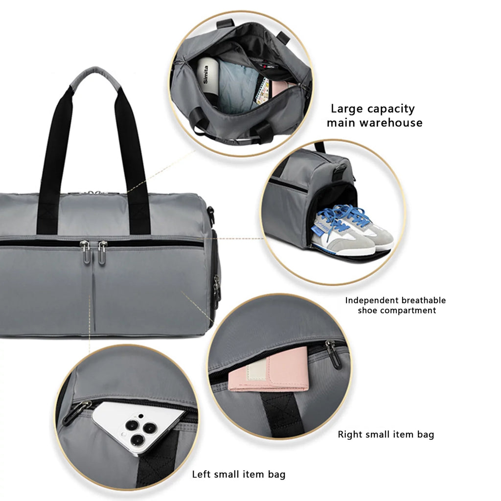 Travel Duffel Bag for Women Men Overnight Bag Small Sports Bag with Dry Wet Pocket and Shoes Compartment