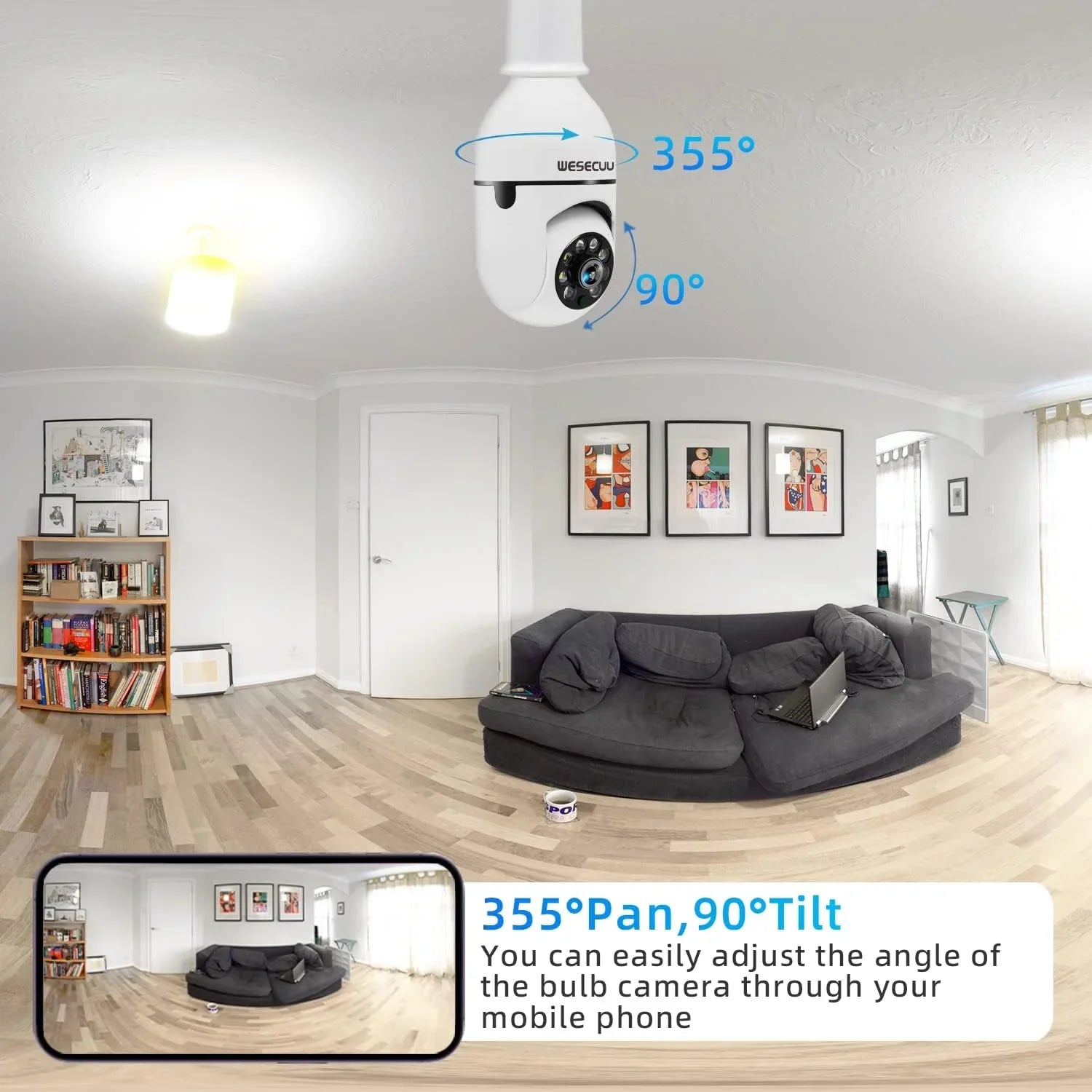 Bulb Security Camera-3MP Bulb Security Camera 2.4GHz,360° Security Cameras Outdoor Indoor Full Color Day