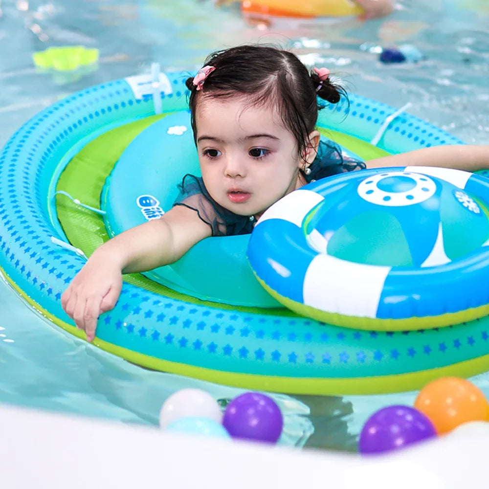 Pool Float with Bottom Seat Detachable Upper Float Inflatable Swim Float Swimming Float Ring Toddler Pool Float for 6-48 Months Boys Girls