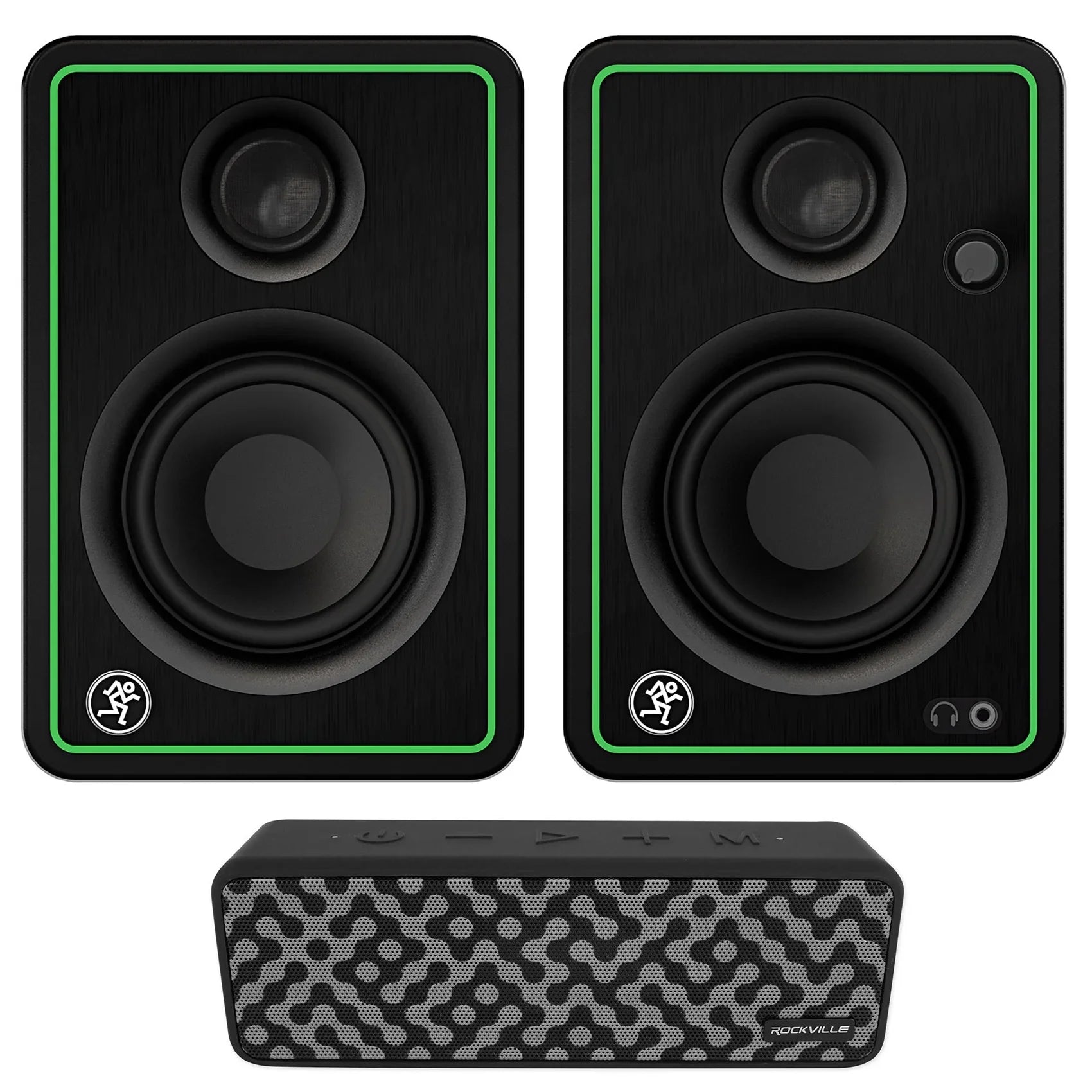 2) Mackie CR3- 3" 50w Bluetooth Reference Studio Monitors + Bluetooth Speaker