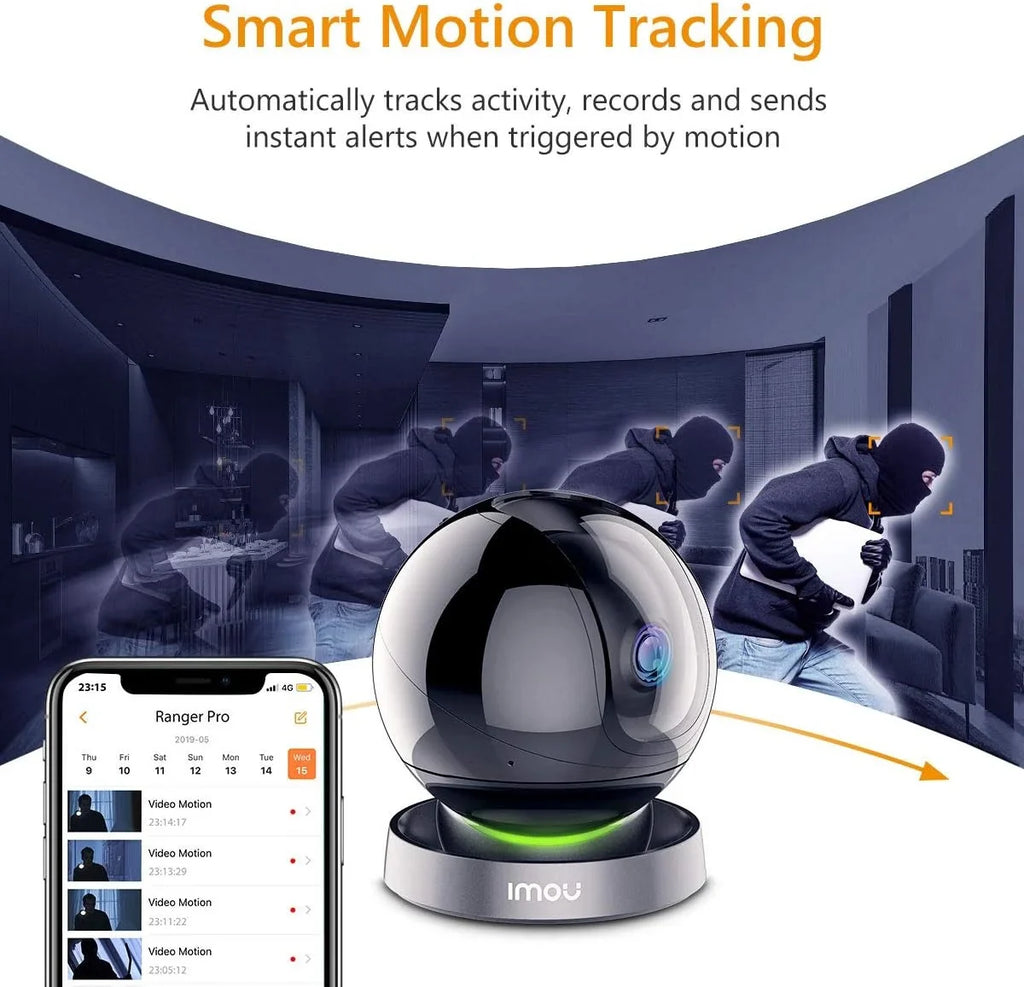Imou Security Camera Indoor 1080P WiFi Camera (2.4G Only) 360 Degree View Smart Camera with Night Vision, 2-Way Audio, Smart Tracking, Sound Detection, Spotlight & Siren and Ethernet Port, Rex 2MP