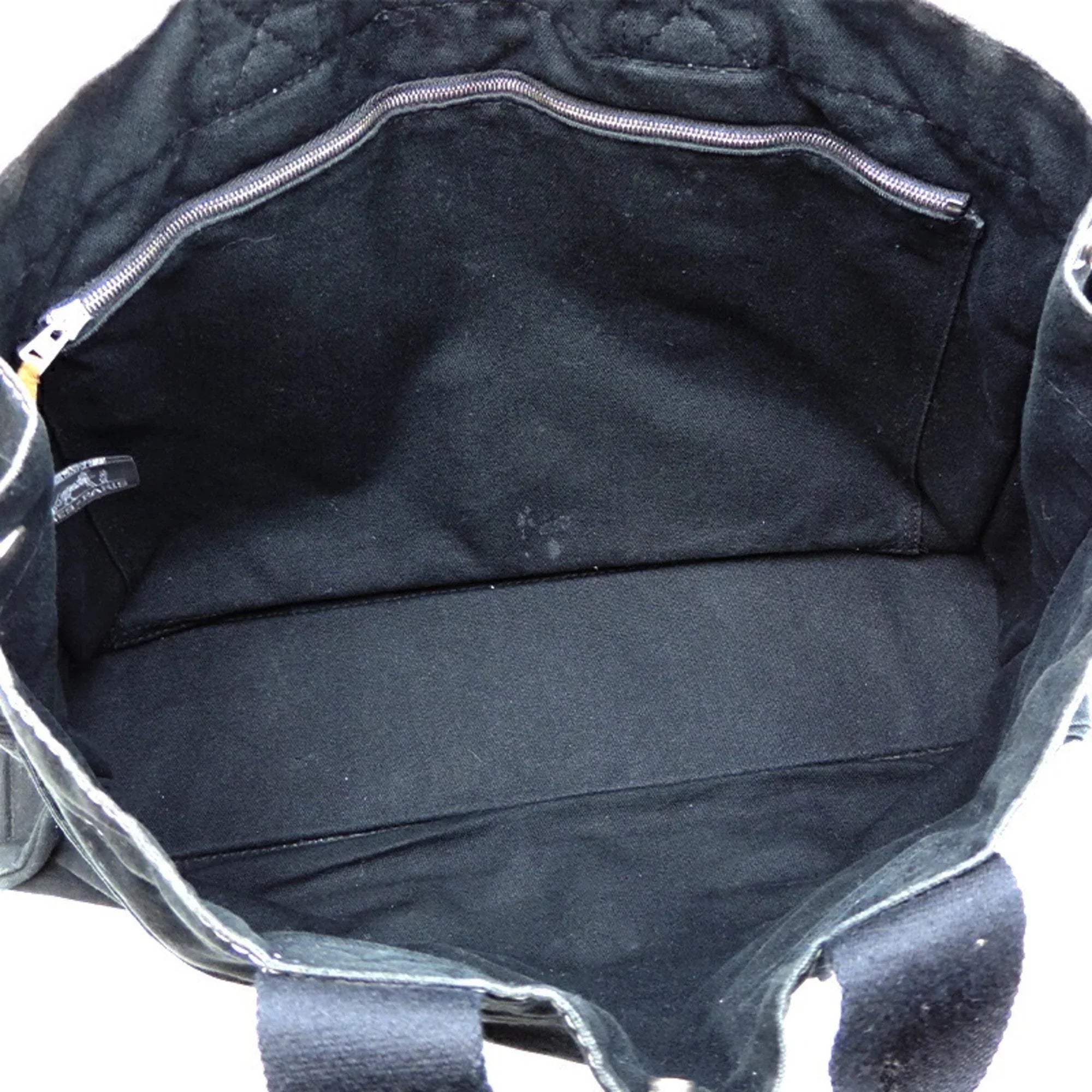 Pre-Owned Hermes Deauville  Ladies Tote Bag Cotton Canvas Black (Fair)