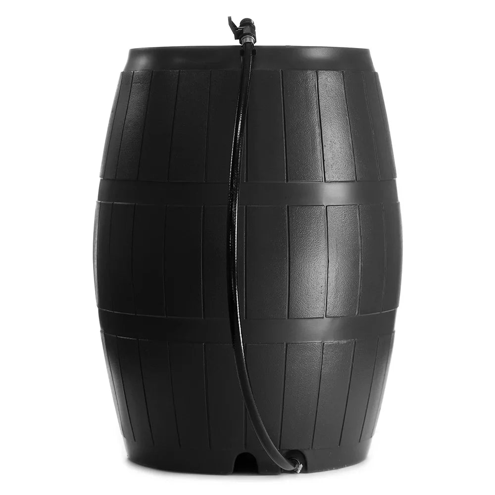 Outdoor 50-Gallon  Free Home Rain Water Barrel, Black (2 Pack)