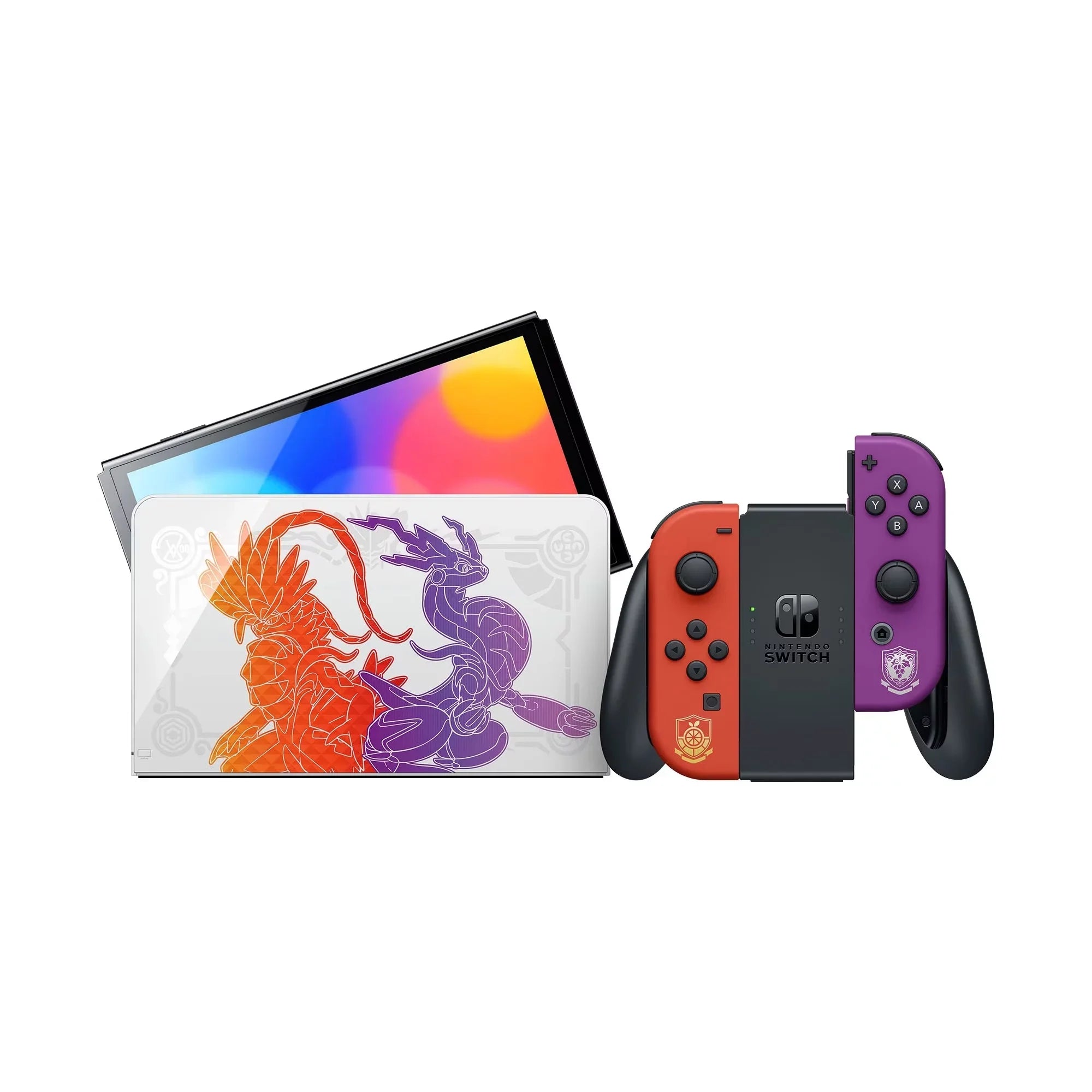 2022 Nintendo Switch  Model Pokemon Scarlet & Violet Limited Edition, Pokemon Illustrations 64GB Console, Koraidon and Miraidon Glossy White Dock, Pokemon Scarlet Game and Mytrix Accessories