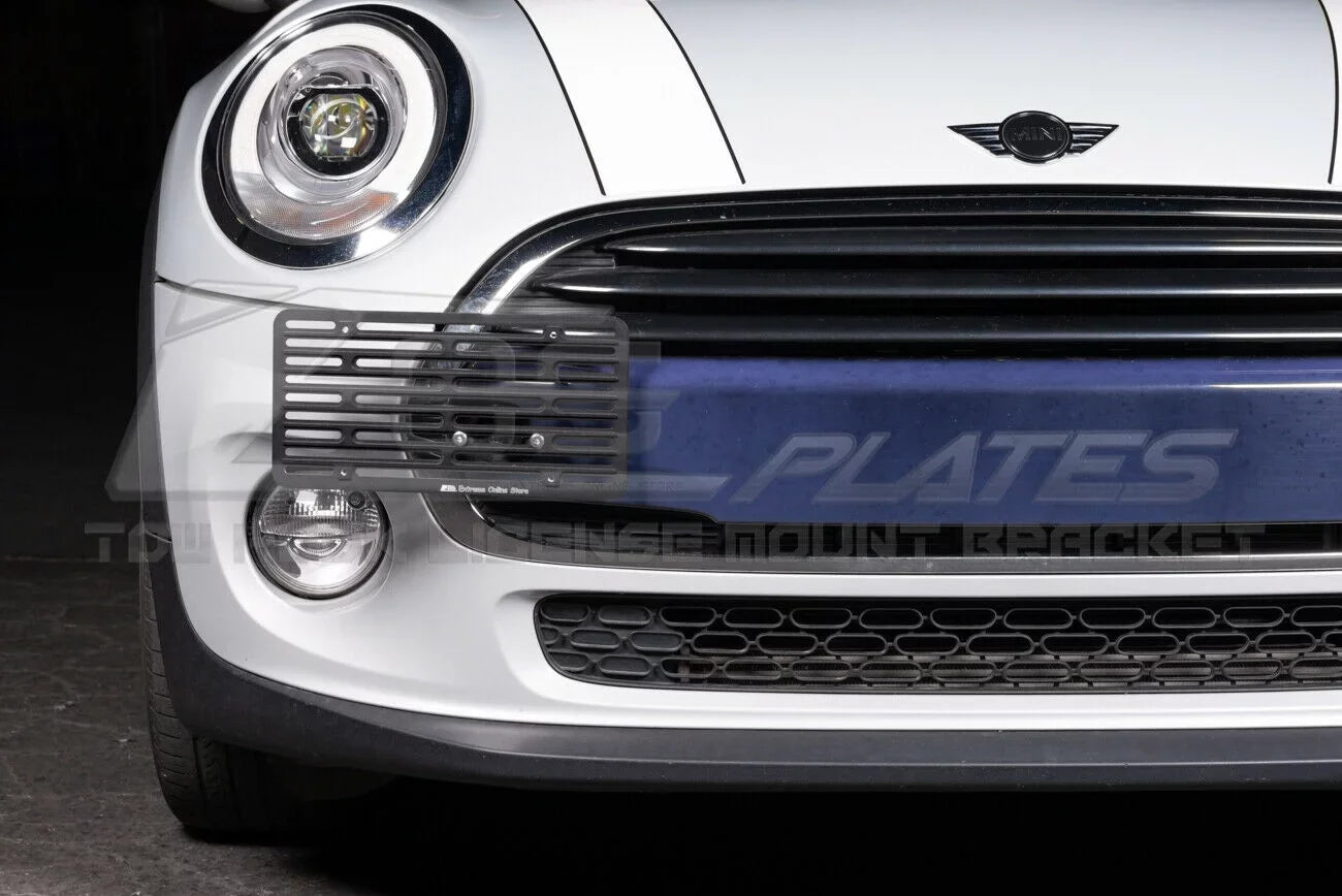 Extreme Online Store Replacement for 2014-Present Mini Cooper |  Plate Version 2 Front Bumper Tow Hook License Plate Relocator Mount Bracket Tow-119-V2