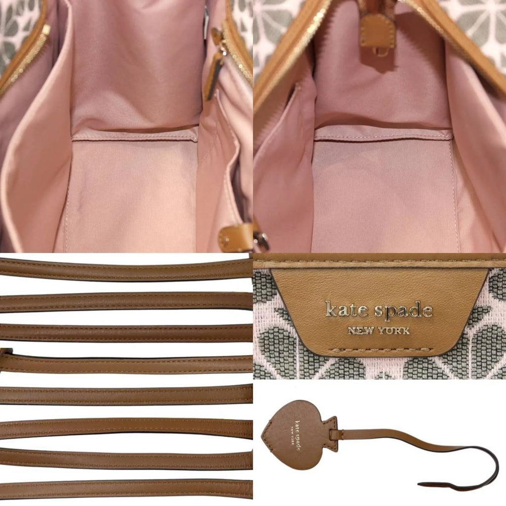 Pre-Owned Kate Spade spade flower collection tote bag shoulder jacquard leather pink x brown women's  (Good)