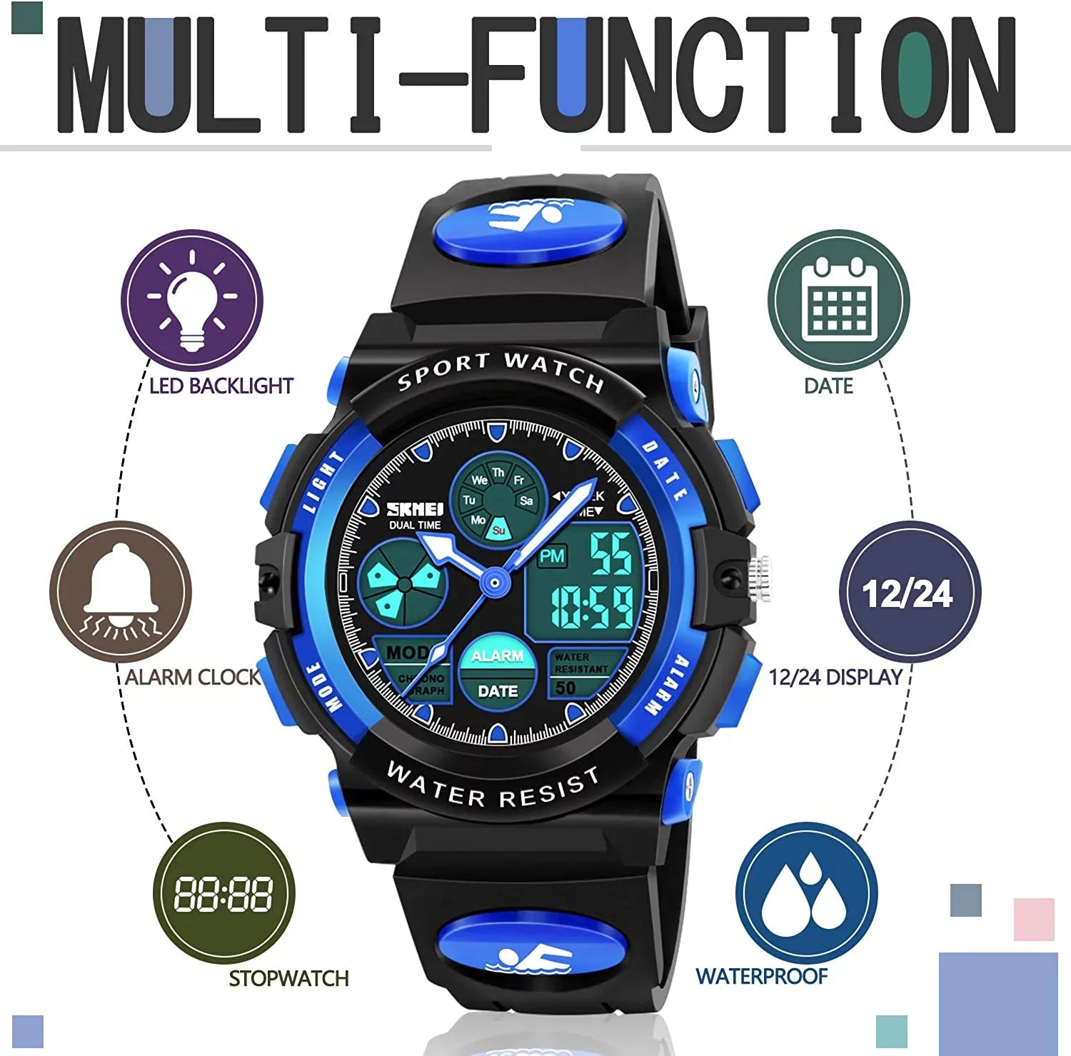 Multi Function Waterproof Watch for Kids - Kids Gifts