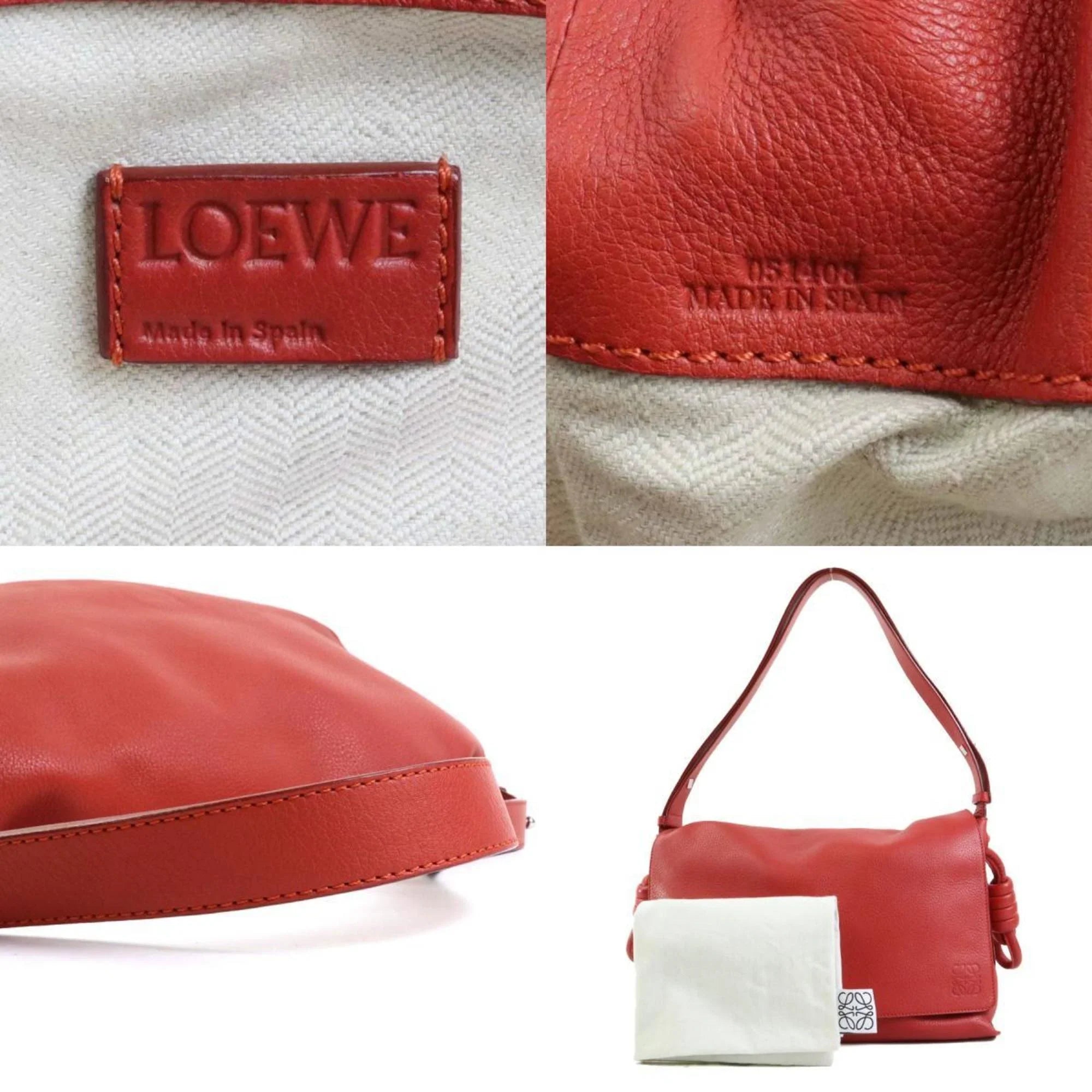 Pre-Owned  Shoulder Bag Leather Orange Red Women's (Good)