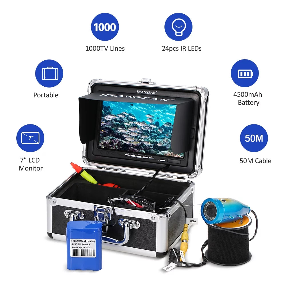 Fishing Camera,Ice Lake Boat Ir Leds Fish 7" InchWaterproof Camera Kit Portable 7" Inch 24pcs Infrared Ir Fish Ice Lake Inch1000tvl Camera Kit 24pcs Infrared Ir Leds Koeb
