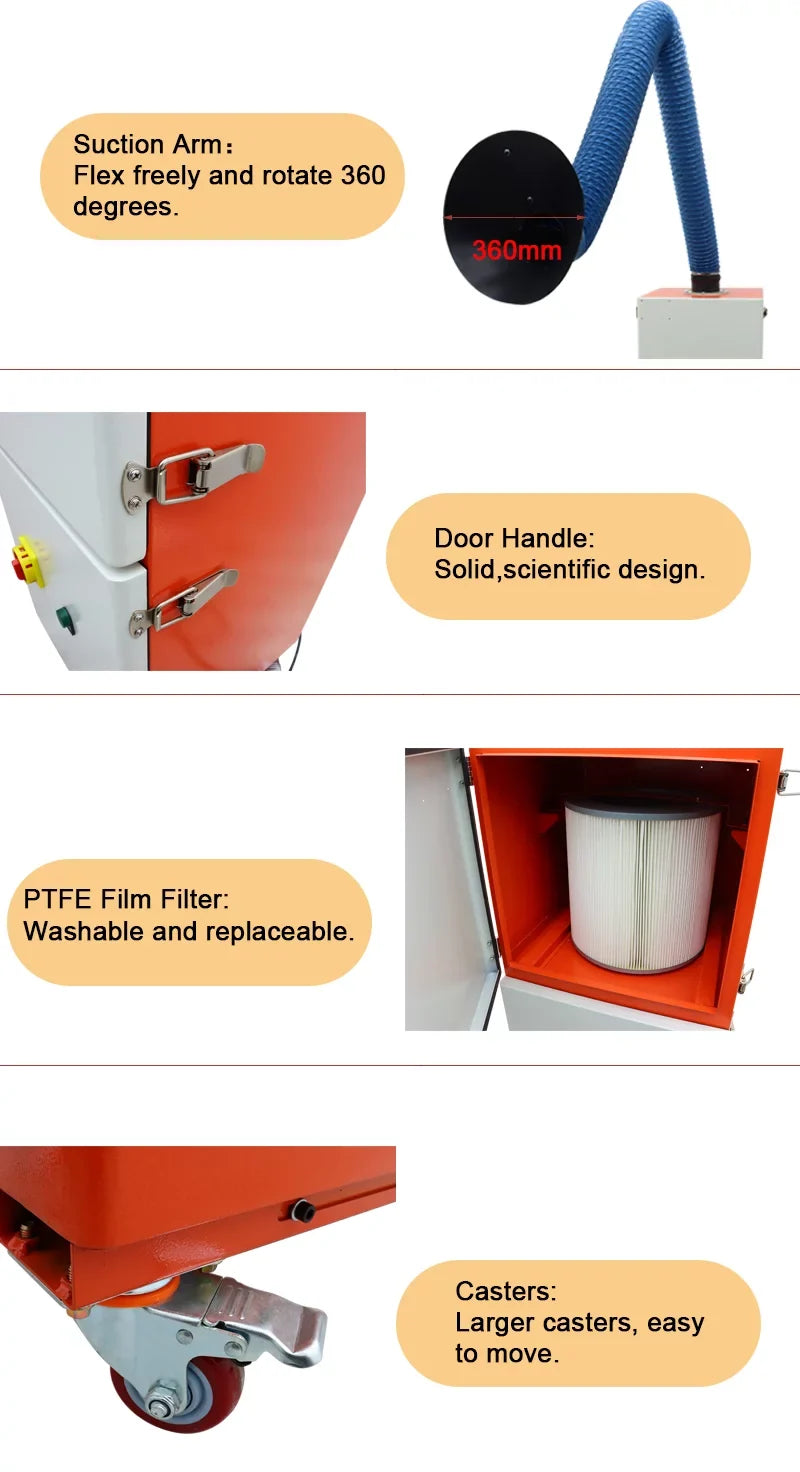 Mobile Welding Smoke Purifier Single Arm Welding Fume Extractor 220V