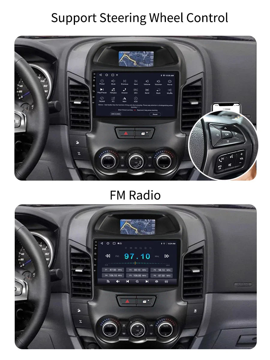 9 inch Carplay Car Radio Stereo For Ford Ranger 2011 - 2016  Navi Android Screen Multimedia Player Android Auto With Bluetooth