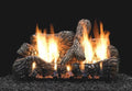 16" Charred Oak Logset with  /V Slope Glaze Burner,