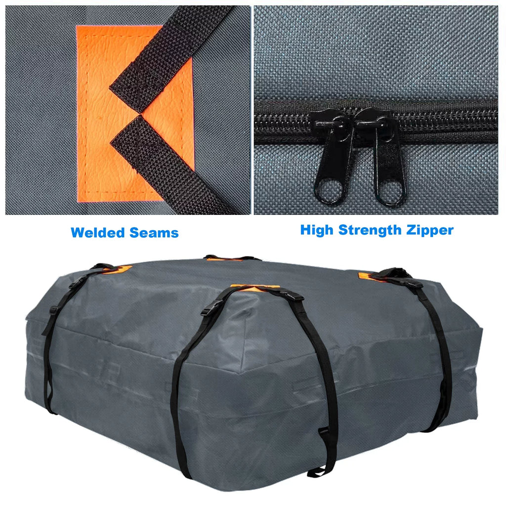 Gecheer Cargo Bag Car Roof Cargo Carrier Universal Luggage Bag Storage Cube Bag Thickened 600D Waterproof Gray for Travel Camping