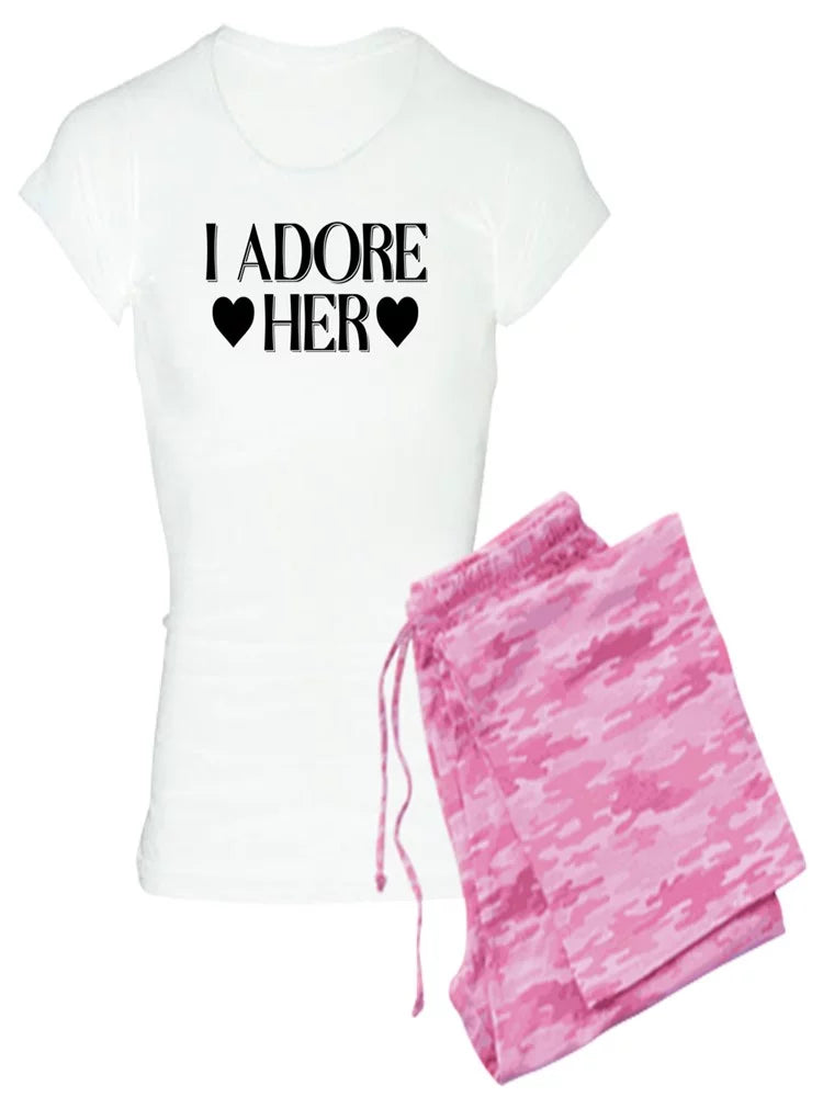 CafePress - I Adore Her - Women's Light Pajamas