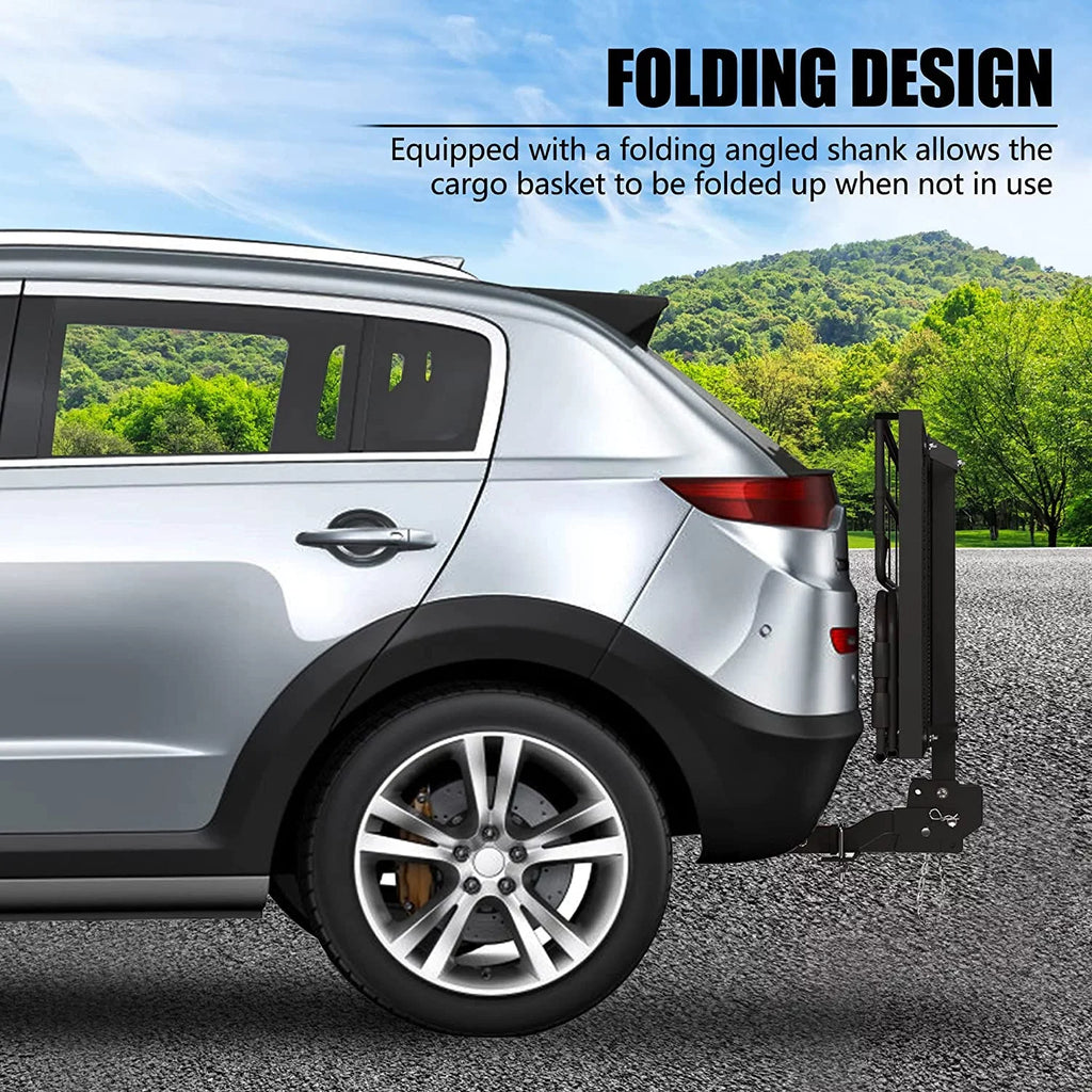 500 Lbs Heavy Duty Hitch Mount Cargo Carrier 60" x 24" x 14.4" Folding Cargo Rack Rear Luggage Basket Fits 2" Receiver for Car  Camping Traveling