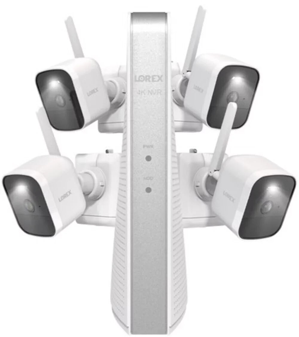 Lorex 4K  System with Four (4) Battery-Operated Cameras (White)