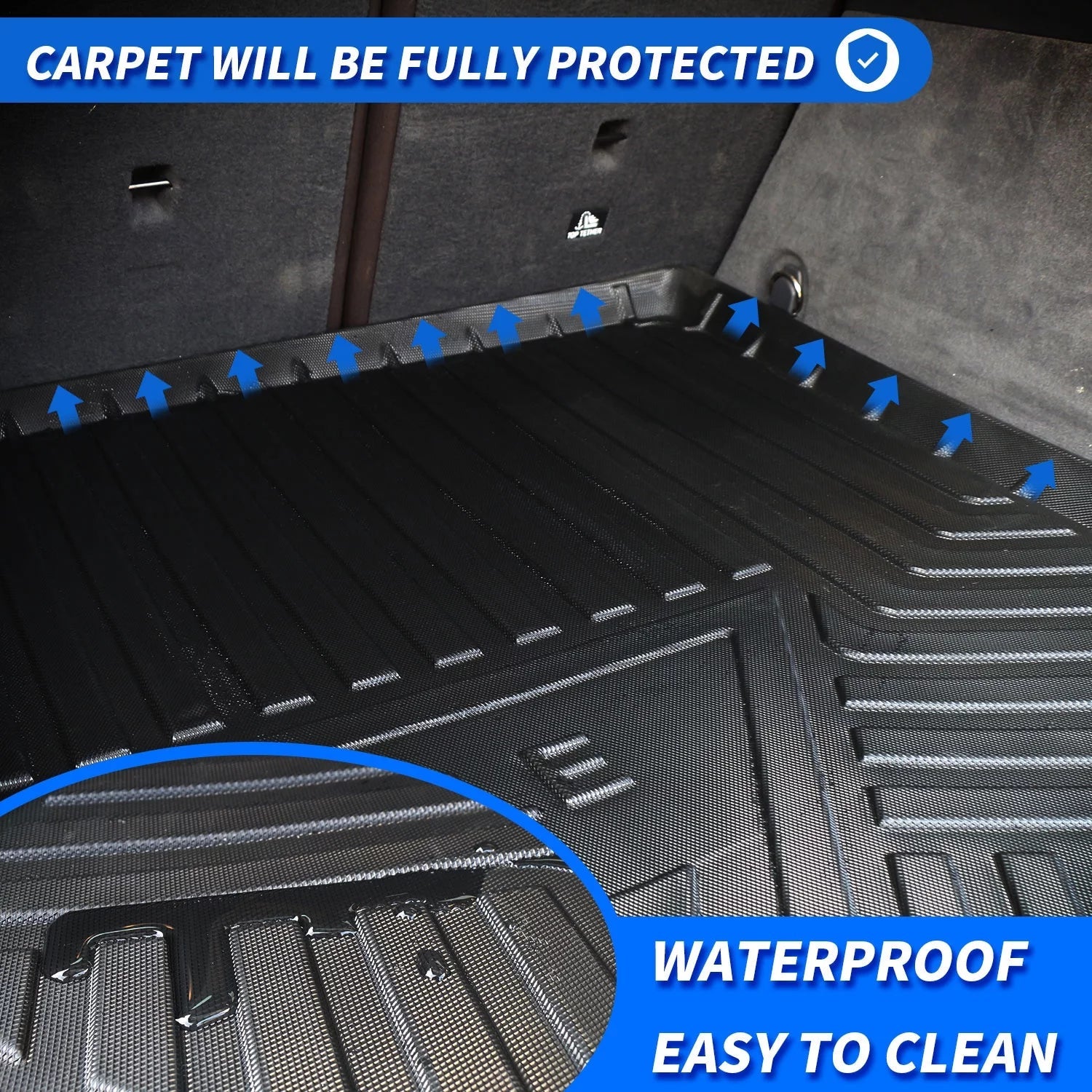 Cargo Liner Fit 2020 Tesla Model Y 7-Seat All Weather Rear Trunk Cover Cargo Tray Floor Mat for Tesla Model Y 2020  Accessory , Black