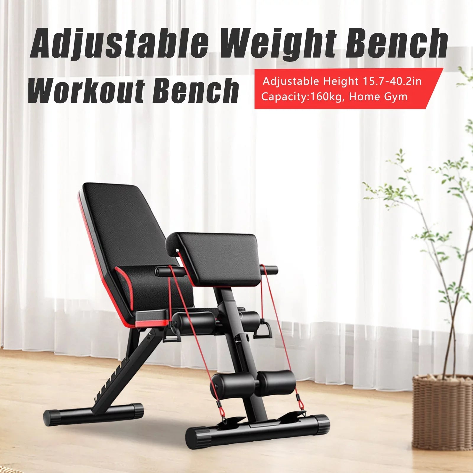 TOOL1SHOoo Foldable Adjustable Weight Bench Incline Decline Exercise for Full Body Workout Home Gym with Fast Folding