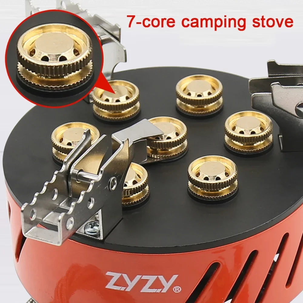 7-Core Camping Stove, Windproof and High-Power Gases Stove - Outdoor Furnace