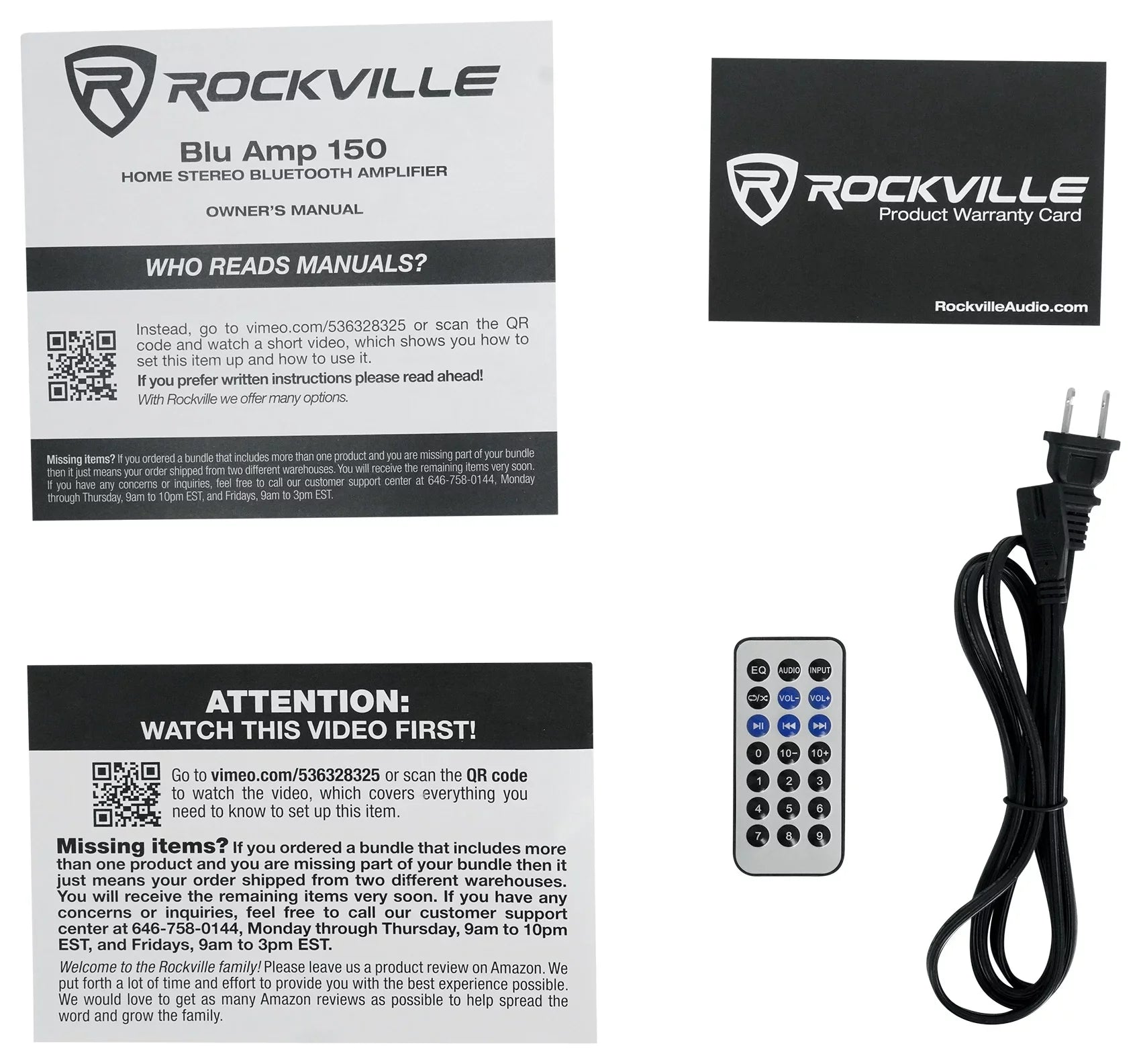 Rockville  150 Amplifier w/ Bluetooth+(4) 6.5" Bookshelf Speakers+Stands