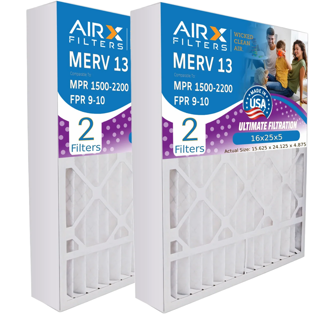 16x25x5 Air Filter  13 Comparable to  1500 - 2200 &  9 Compatible with Air Bear 255649-105 Premium  Made 16x25x5 Furnace Filter 2 Pack by     .