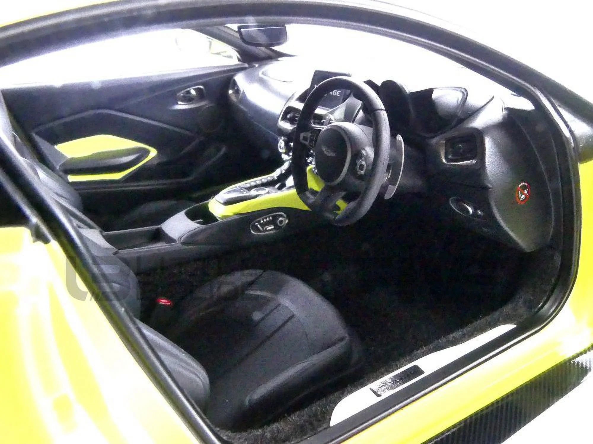2019 Aston Martin Vantage  (Right Hand Drive) Lime Essence Green with Carbon Top 1/18 Model Car by Autoart