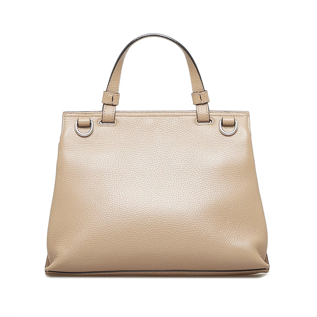 Pre-Owned Authenticated Gucci Medium Bamboo Daily Calf Leather Brown Satchel Unisex (Good)