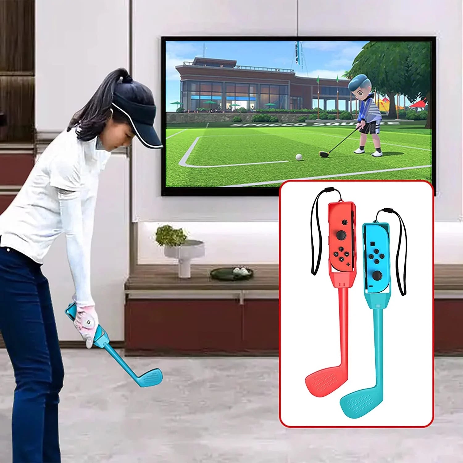 10 in 1 Family Accessories Kit for Switch Sports, Accessories Bundle with Tennis Rackets,Sword Grips,Golf Clubs etc