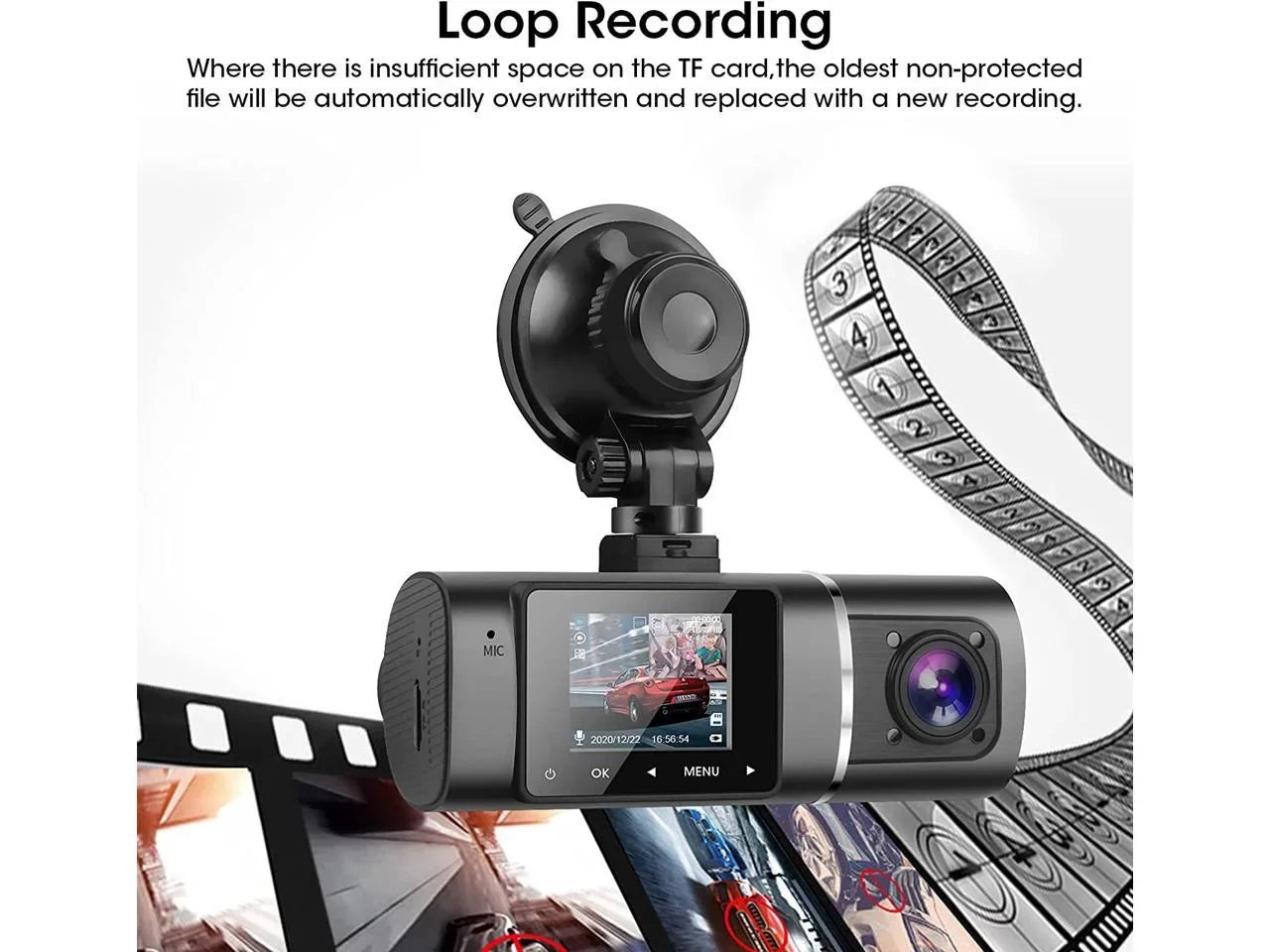 Dual Dash Cam Hardwire Kit Included  1080p+1080p Front Inside Cabin Car Camera Driving Recorder with Infrared Night Vision  G-Sensor Loop Recording for Taxi Rideshare