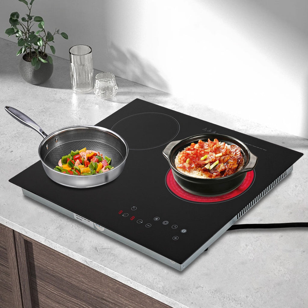 Aiqidi 2600W Electric Ceramic Cooktop 3 Burners Built-in Electric Cooktop Sensor Touch Control Countertop Electric Hot Plate Stove Top with Kid Safety Lock and Timer 9 Heating Level 110V