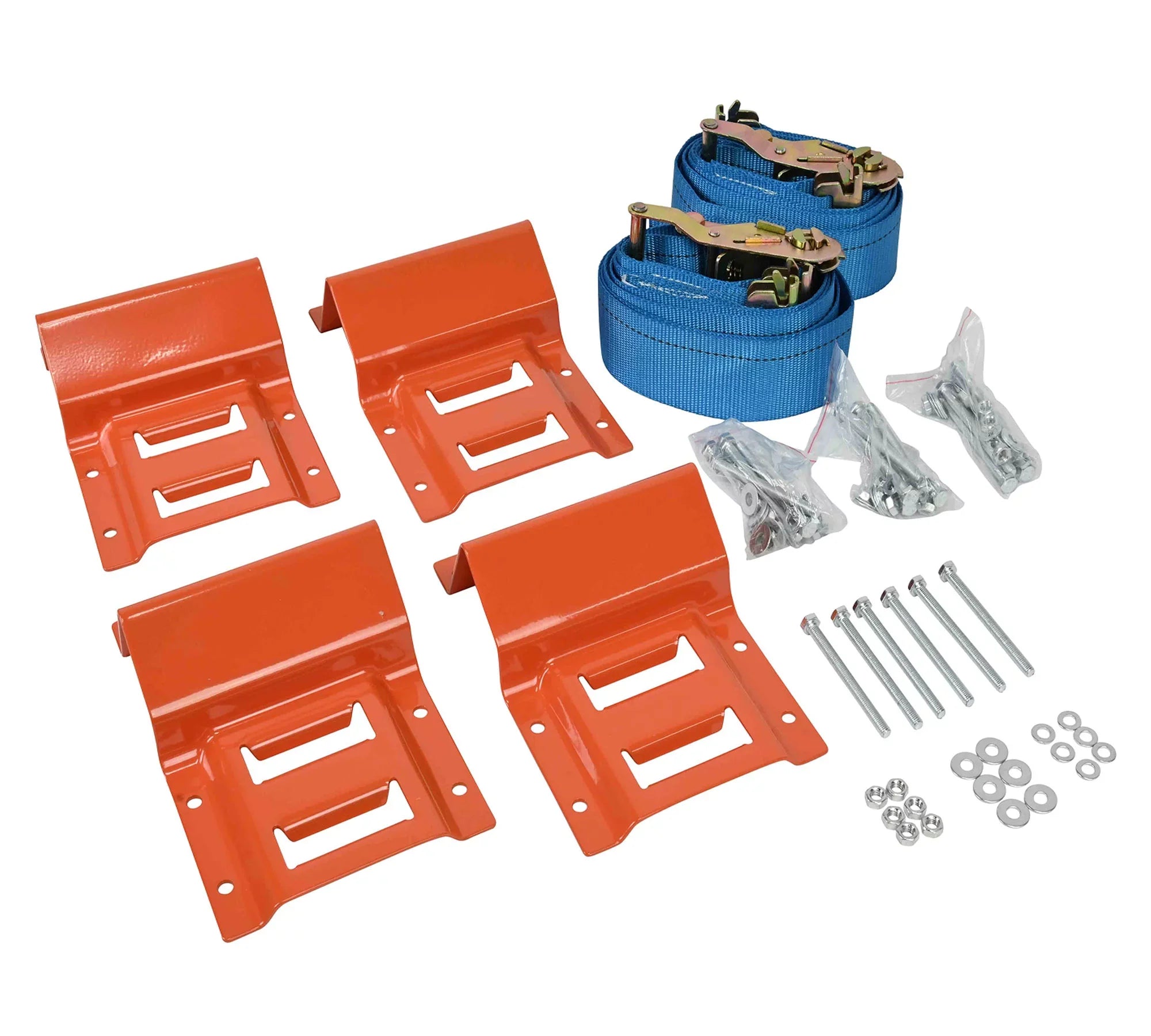 2 Pack Wheel Chock Tie Down Strap Kit for Trailer & Pickup Trucks - , , Lawn Mower,  Tie Down Straps - Trailer Tie Down System for Heavy Duty