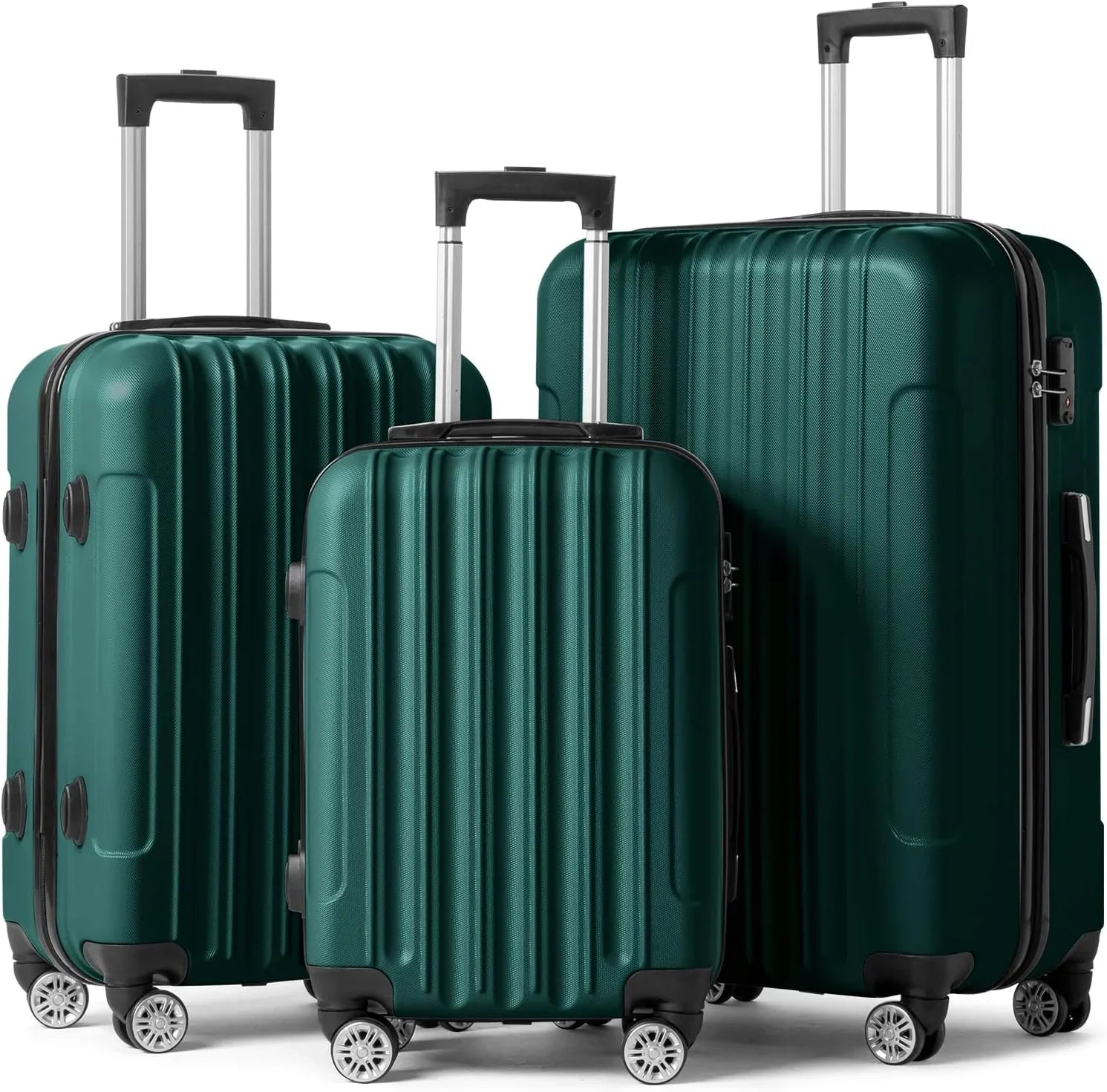 Business - Dark Green (20/24/28)  Luggage Set of 3 Hardside Carry on Suitcase Sets with Spinner Wheels &  lock, Portable Lightweight  Luggages for Travel