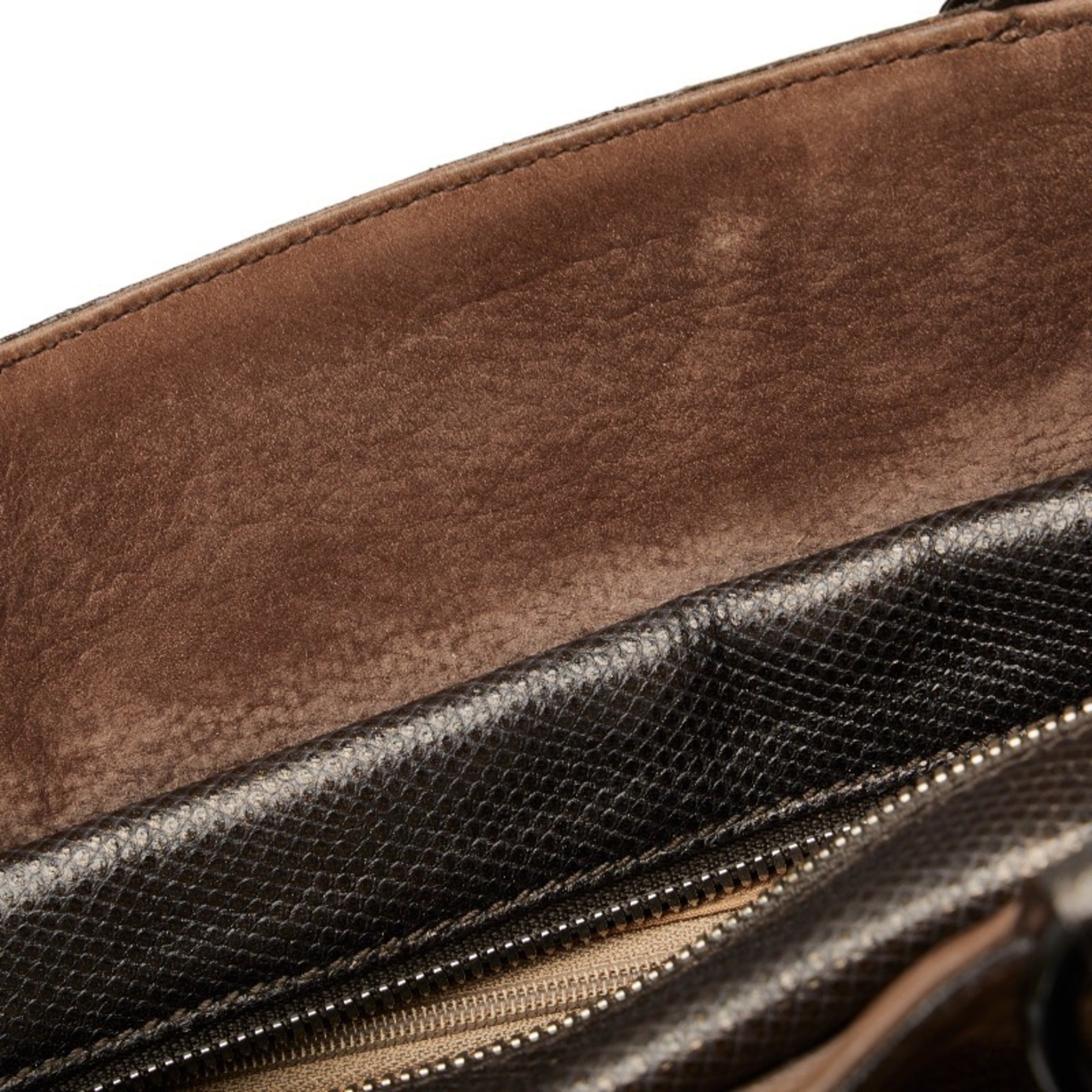 Pre-Owned Cartier Marcello Handbag Brown Suede Leather Ladies  (Good)